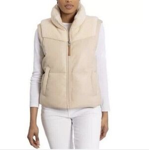 NWT Bearpaw Women's‎ Faux Leather Yoke Vest Cream XL